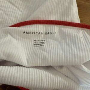 American Eagle Outfitters White and Red Tank Top
